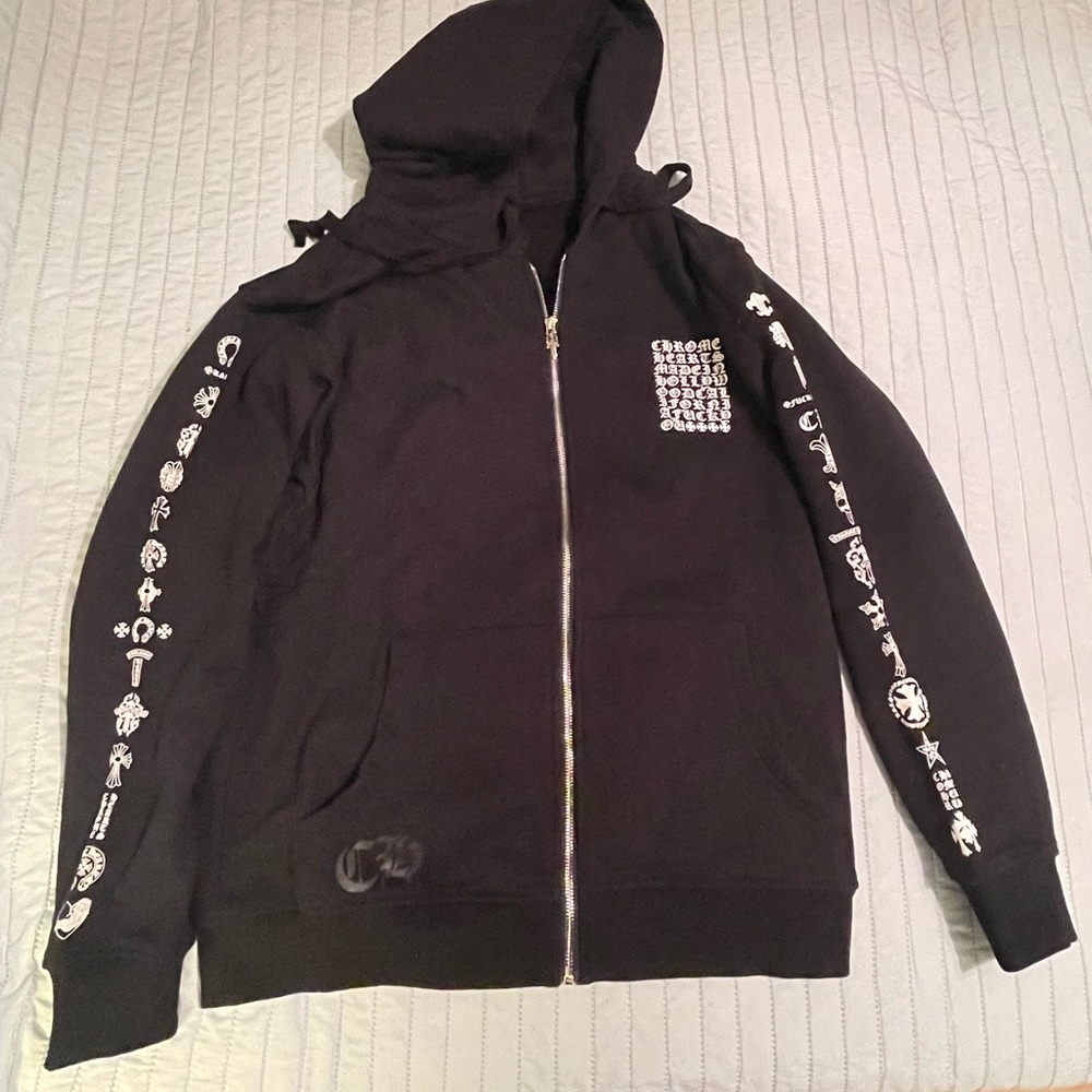 Chrome heart multi logo zip up